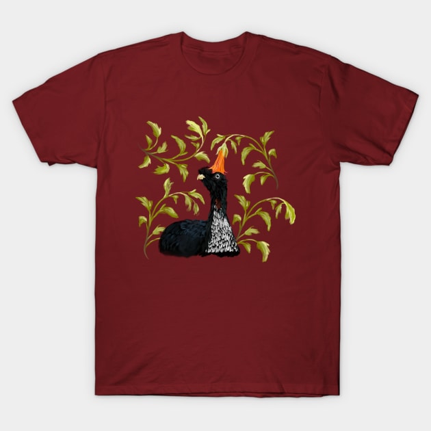 Horned Guan + Canary Island Bellflower T-Shirt by mkeeley